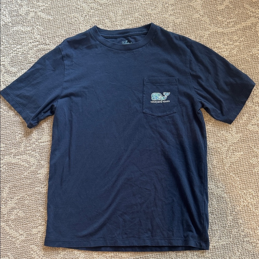 Vineyard Vines Boy's Classic Navy Tee, football details